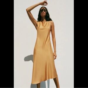 ZARA NWT linen blend midi dress